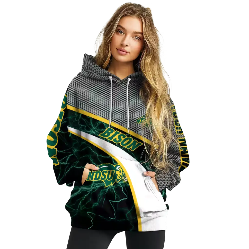 personalized north dakota state bison hexagonal mesh green black gray hoodie high quality personalized north dakota state bison hexagonal mesh green black gray hoodie high quality