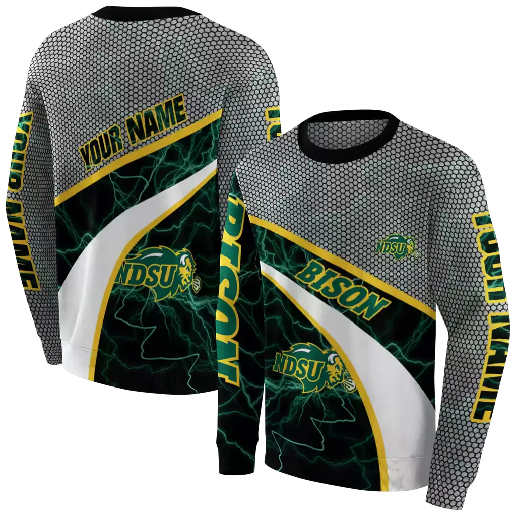 personalized north dakota state bison hexagonal mesh green black gray hoodie premium grade personalized north dakota state bison hexagonal mesh green black gray hoodie premium grade
