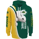 personalized north dakota state bison peeking snoopy green hoodie best selling