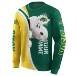 personalized north dakota state bison peeking snoopy green hoodie best selling