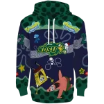 personalized north dakota state bison spongebob patrick star green navy hoodie best selling