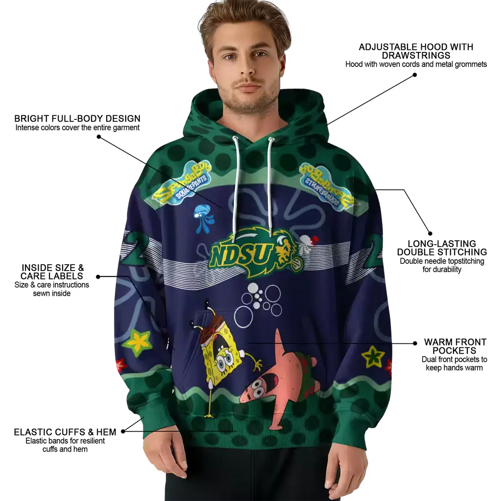 personalized north dakota state bison spongebob patrick star green navy hoodie latest model personalized north dakota state bison spongebob patrick star green navy hoodie latest model
