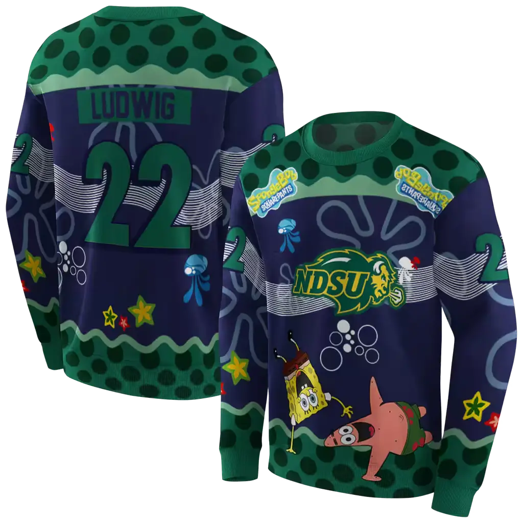 personalized north dakota state bison spongebob patrick star green navy hoodie premium grade personalized north dakota state bison spongebob patrick star green navy hoodie premium grade
