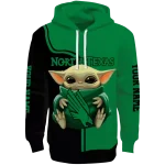 personalized north texas mean green baby yoda green black hoodie best selling