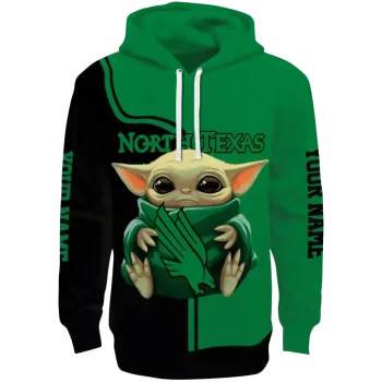 personalized north texas mean green baby yoda green black hoodie best selling
