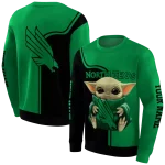 personalized north texas mean green baby yoda green black hoodie best selling