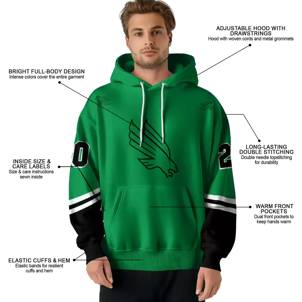 personalized north texas mean green striped sleeves green hoodie latest model personalized north texas mean green striped sleeves green hoodie latest model