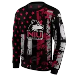 personalized northern illinois huskies distressed flag red black hoodie best selling