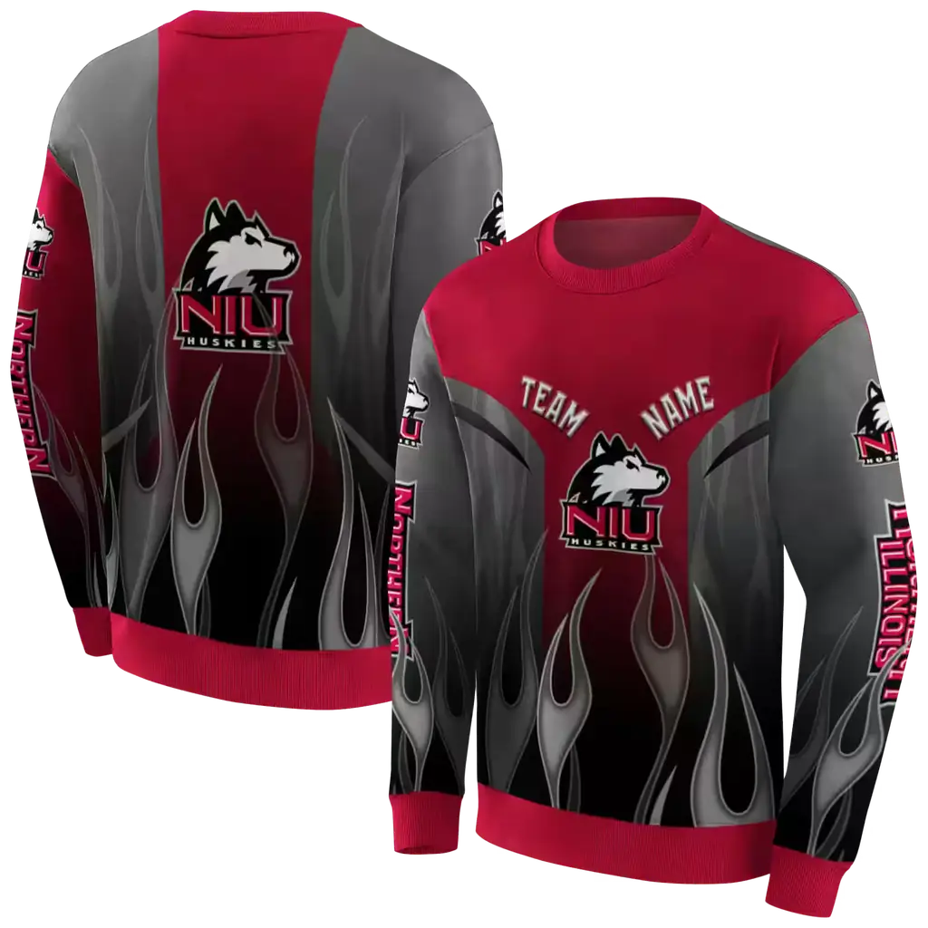 personalized northern illinois huskies flame design red hoodie premium grade personalized northern illinois huskies flame design red hoodie premium grade