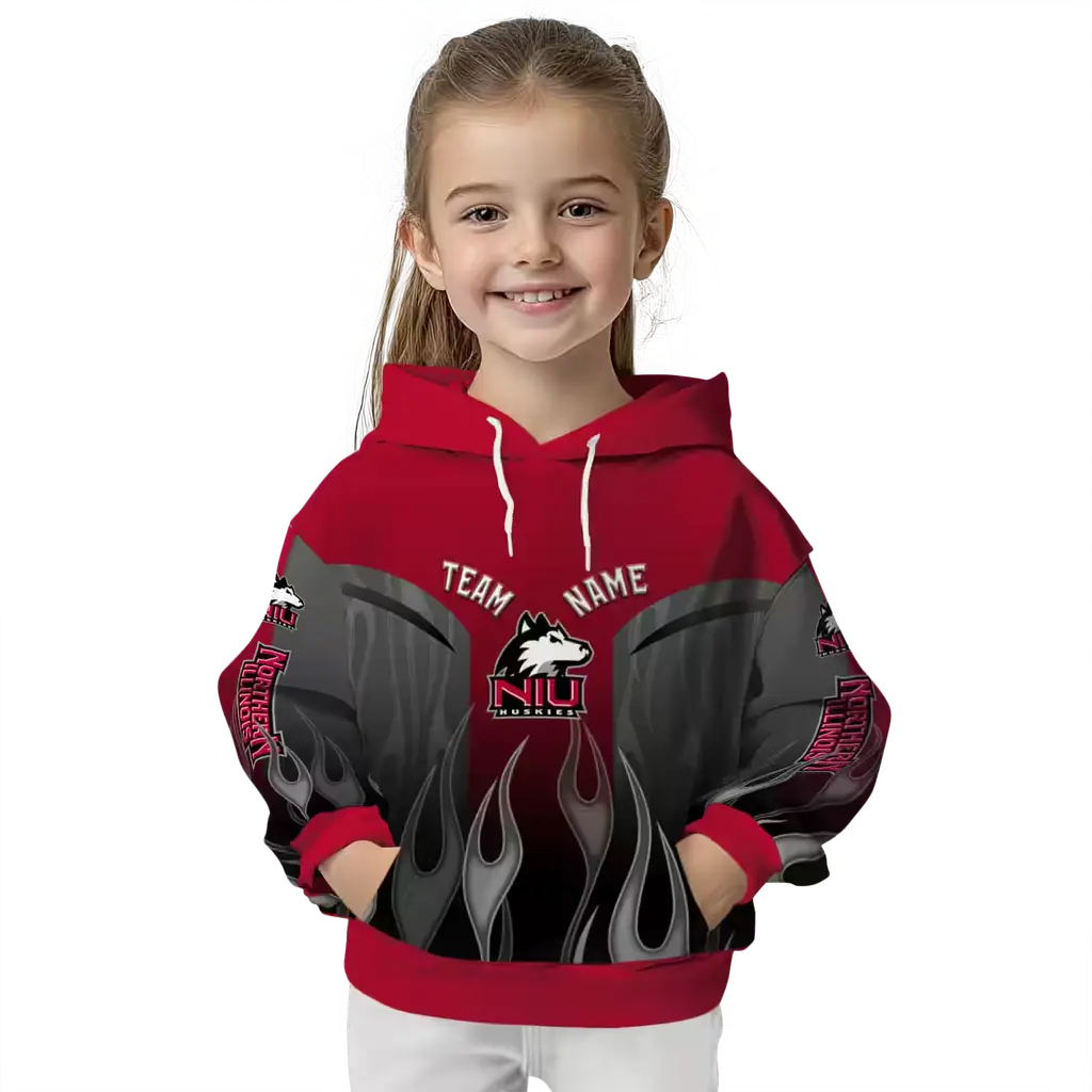 personalized northern illinois huskies flame design red hoodie top rated personalized northern illinois huskies flame design red hoodie top rated