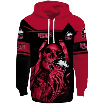 personalized northern illinois huskies grim reaper red black hoodie best selling