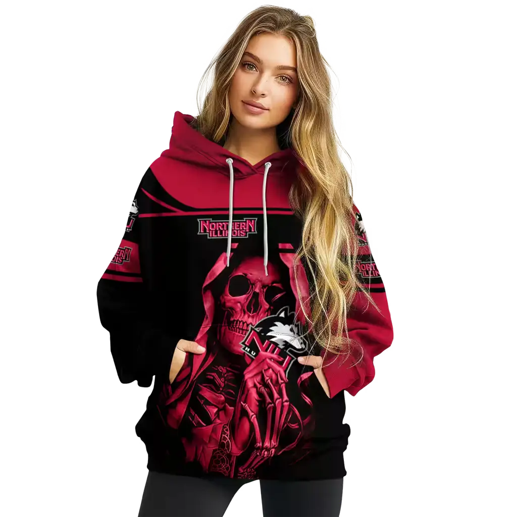 personalized northern illinois huskies grim reaper red black hoodie high quality personalized northern illinois huskies grim reaper red black hoodie high quality