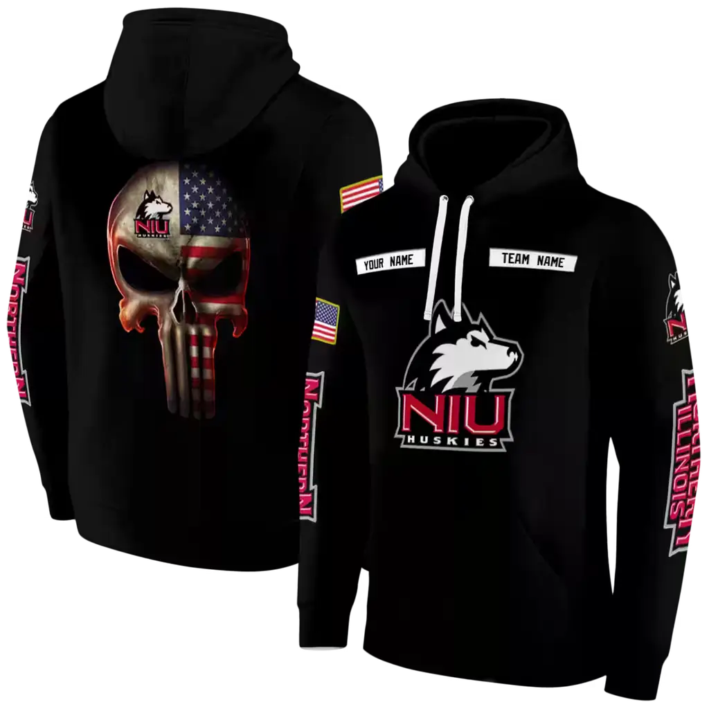 personalized northern illinois huskies punisher skull black hoodie fashion forward personalized northern illinois huskies punisher skull black hoodie fashion forward