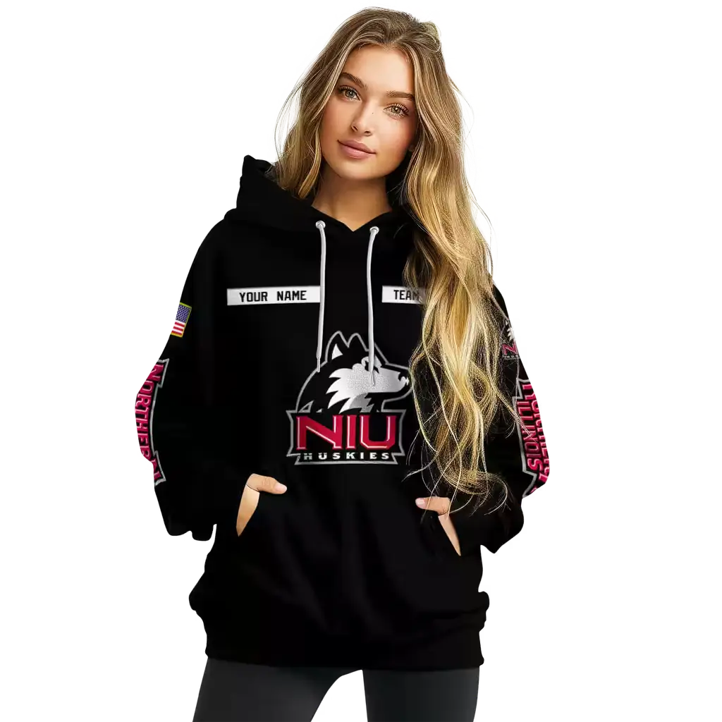 personalized northern illinois huskies punisher skull black hoodie high quality personalized northern illinois huskies punisher skull black hoodie high quality