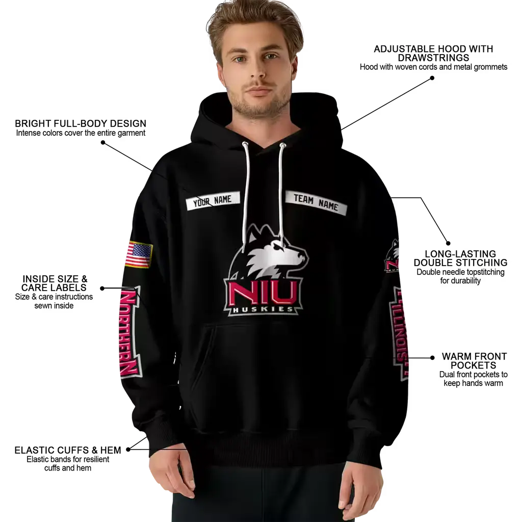 personalized northern illinois huskies punisher skull black hoodie latest model personalized northern illinois huskies punisher skull black hoodie latest model