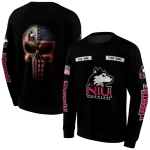 personalized northern illinois huskies punisher skull black hoodie best selling