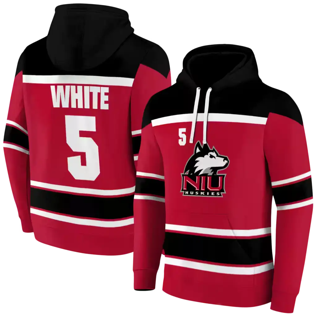 personalized northern illinois huskies striped pattern red hoodie fashion forward personalized northern illinois huskies striped pattern red hoodie fashion forward