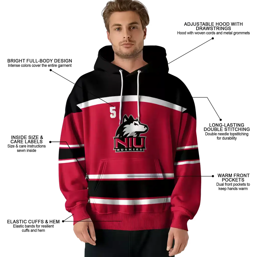 personalized northern illinois huskies striped pattern red hoodie latest model personalized northern illinois huskies striped pattern red hoodie latest model