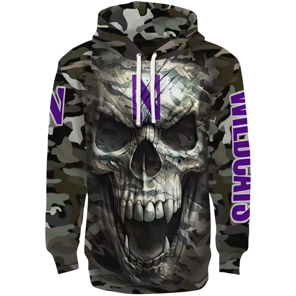 personalized northwestern wildcats camo skull hoodie best selling personalized northwestern wildcats camo skull hoodie best selling