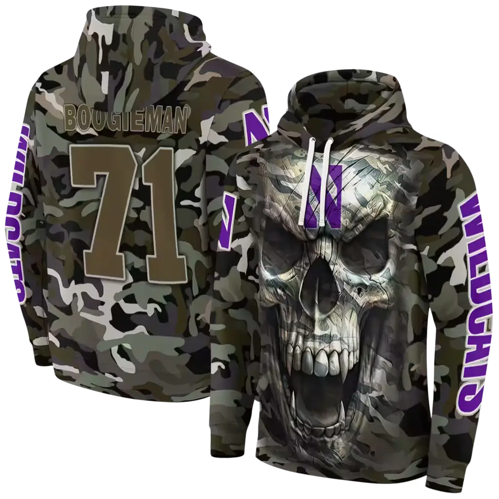 personalized northwestern wildcats camo skull hoodie fashion forward personalized northwestern wildcats camo skull hoodie fashion forward