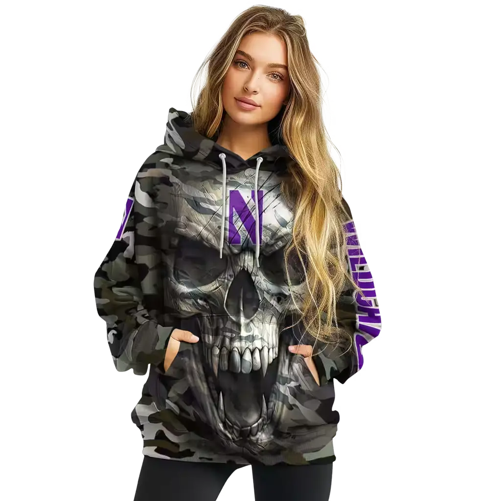 personalized northwestern wildcats camo skull hoodie high quality personalized northwestern wildcats camo skull hoodie high quality