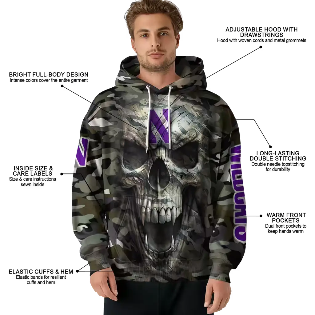 personalized northwestern wildcats camo skull hoodie latest model personalized northwestern wildcats camo skull hoodie latest model