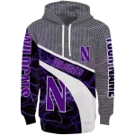 personalized northwestern wildcats hexagonal mesh purple black gray hoodie best selling