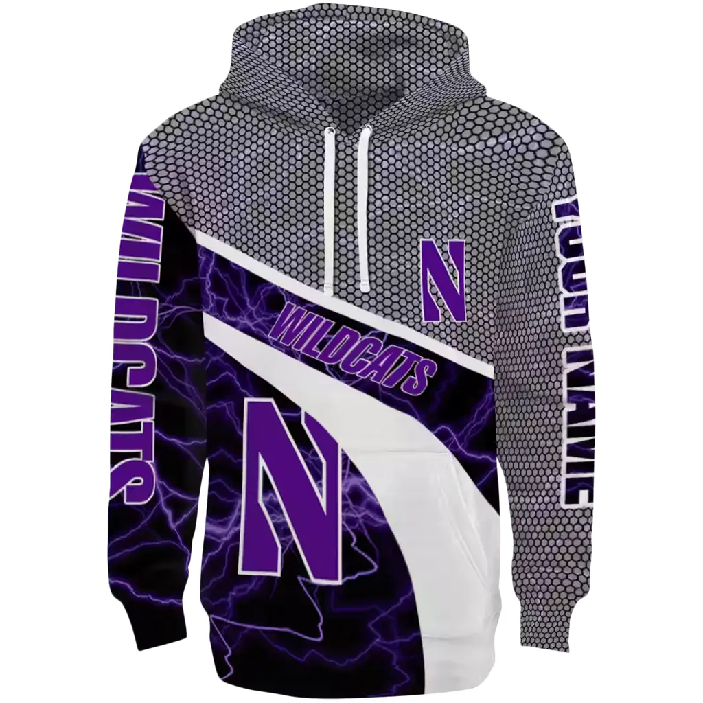 personalized northwestern wildcats hexagonal mesh purple black gray hoodie best selling personalized northwestern wildcats hexagonal mesh purple black gray hoodie best selling