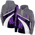 personalized northwestern wildcats hexagonal mesh purple black gray hoodie best selling