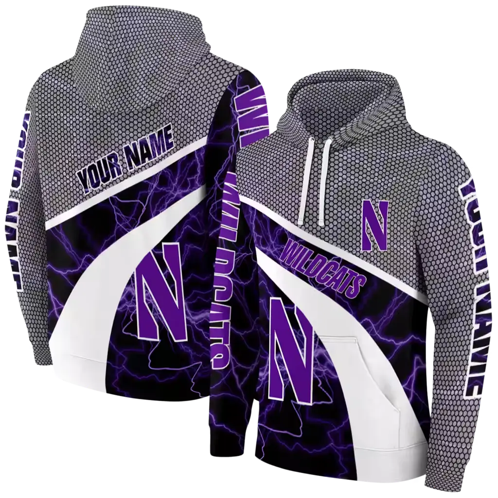 personalized northwestern wildcats hexagonal mesh purple black gray hoodie fashion forward personalized northwestern wildcats hexagonal mesh purple black gray hoodie fashion forward