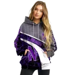 personalized northwestern wildcats hexagonal mesh purple black gray hoodie best selling