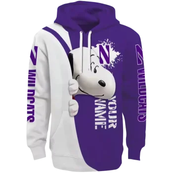 personalized northwestern wildcats peeking snoopy purple hoodie best selling