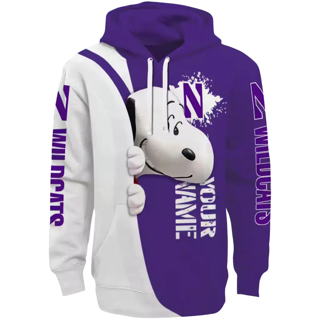 personalized northwestern wildcats peeking snoopy purple hoodie best selling personalized northwestern wildcats peeking snoopy purple hoodie best selling