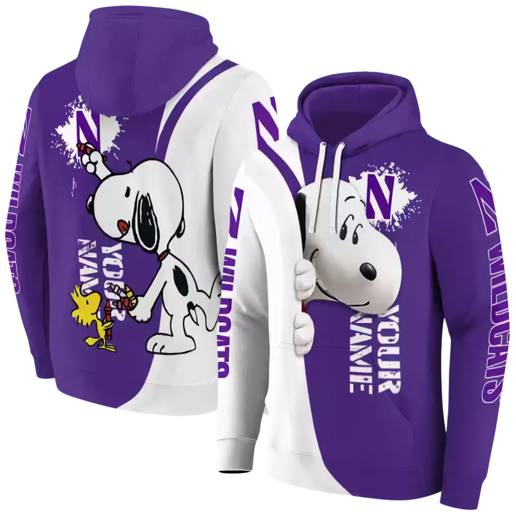 personalized northwestern wildcats peeking snoopy purple hoodie fashion forward personalized northwestern wildcats peeking snoopy purple hoodie fashion forward