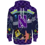 personalized northwestern wildcats spongebob patrick star purple navy hoodie best selling