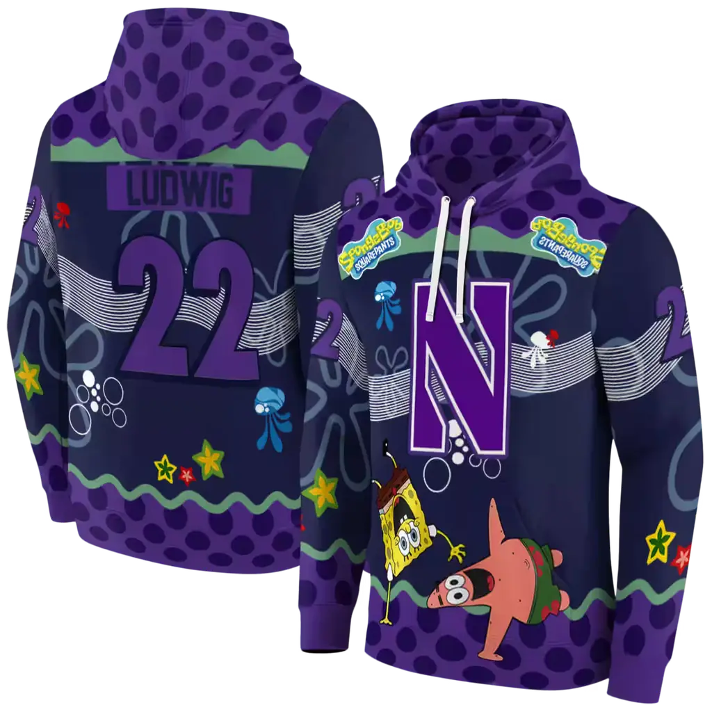 personalized northwestern wildcats spongebob patrick star purple navy hoodie fashion forward personalized northwestern wildcats spongebob patrick star purple navy hoodie fashion forward