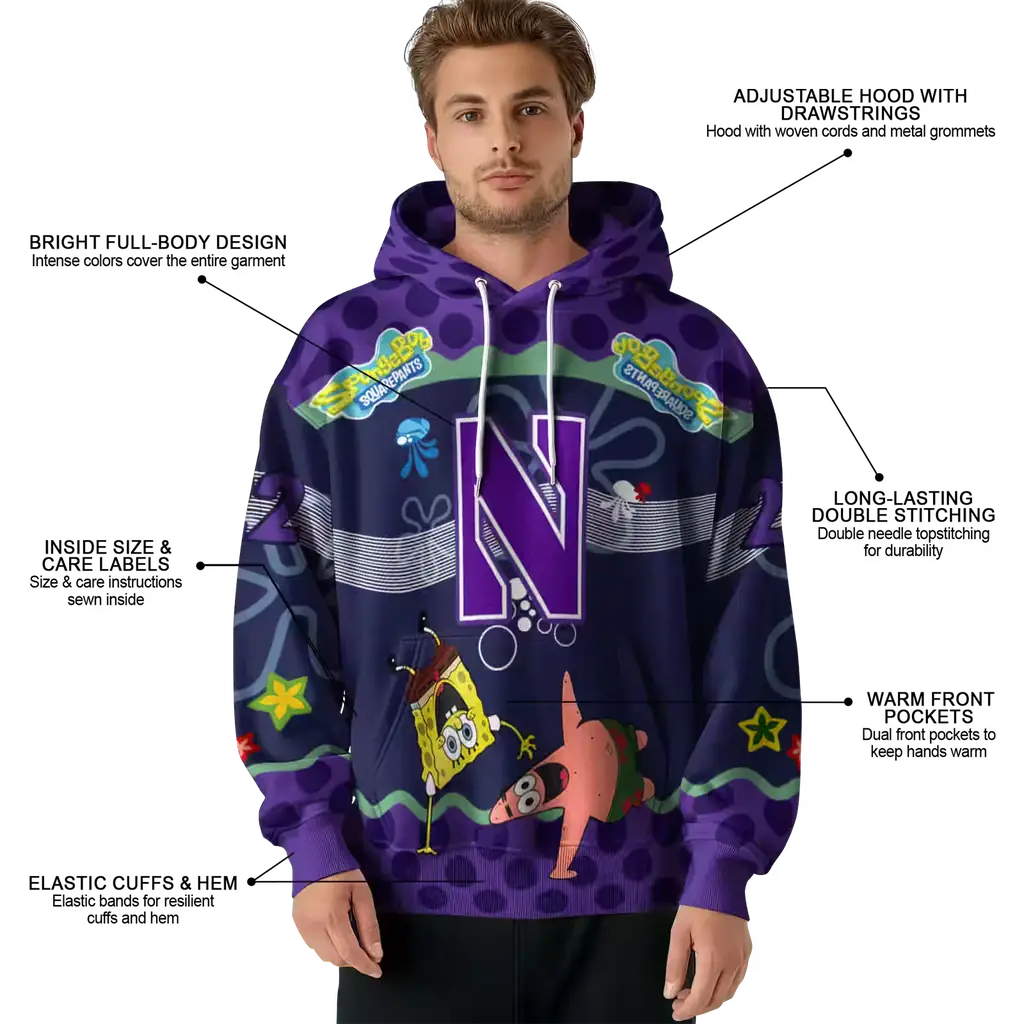 personalized northwestern wildcats spongebob patrick star purple navy hoodie latest model personalized northwestern wildcats spongebob patrick star purple navy hoodie latest model