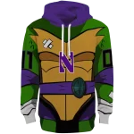 personalized northwestern wildcats superhero armor purple green hoodie best selling
