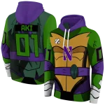 personalized northwestern wildcats superhero armor purple green hoodie best selling