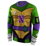 personalized northwestern wildcats superhero armor purple green hoodie best selling