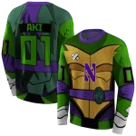 personalized northwestern wildcats superhero armor purple green hoodie best selling