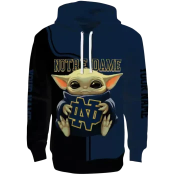 personalized notre dame fighting irish baby yoda navy black hoodie best selling