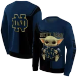 personalized notre dame fighting irish baby yoda navy black hoodie best selling