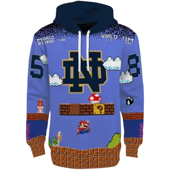 personalized notre dame fighting irish mario blue black hoodie best selling