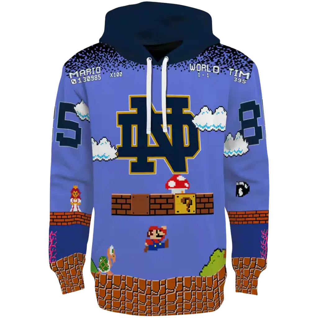 personalized notre dame fighting irish mario blue black hoodie best selling personalized notre dame fighting irish mario blue black hoodie best selling