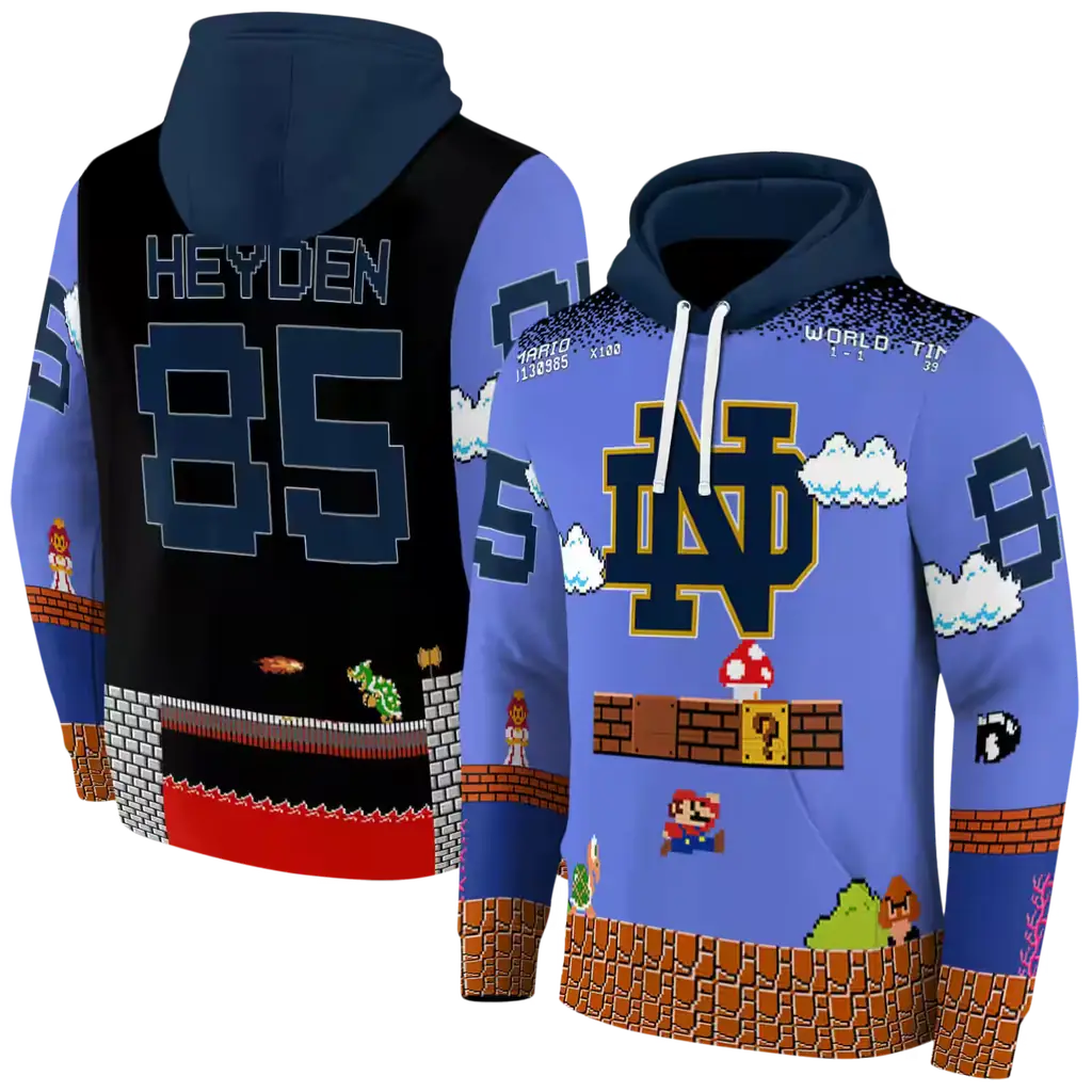 personalized notre dame fighting irish mario blue black hoodie fashion forward personalized notre dame fighting irish mario blue black hoodie fashion forward