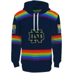 personalized notre dame fighting irish rainbow stripes navy hoodie best selling
