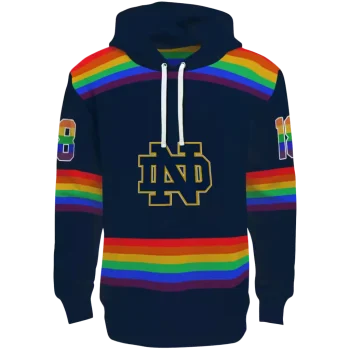 personalized notre dame fighting irish rainbow stripes navy hoodie best selling