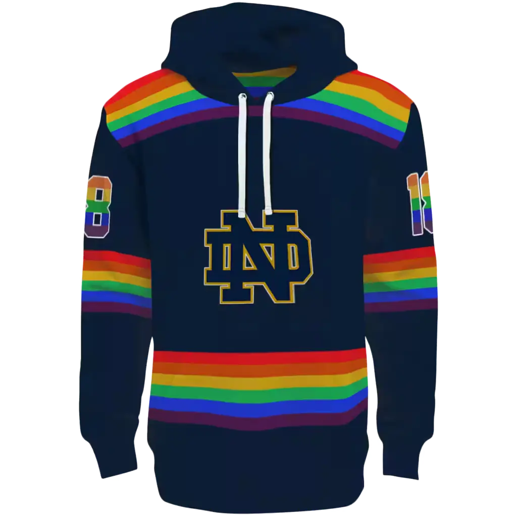 personalized notre dame fighting irish rainbow stripes navy hoodie best selling personalized notre dame fighting irish rainbow stripes navy hoodie best selling