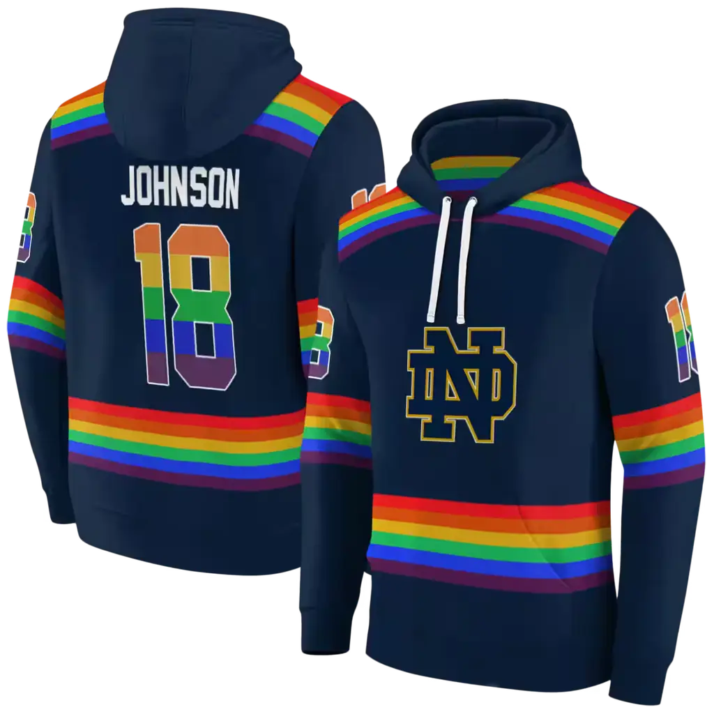 personalized notre dame fighting irish rainbow stripes navy hoodie fashion forward personalized notre dame fighting irish rainbow stripes navy hoodie fashion forward